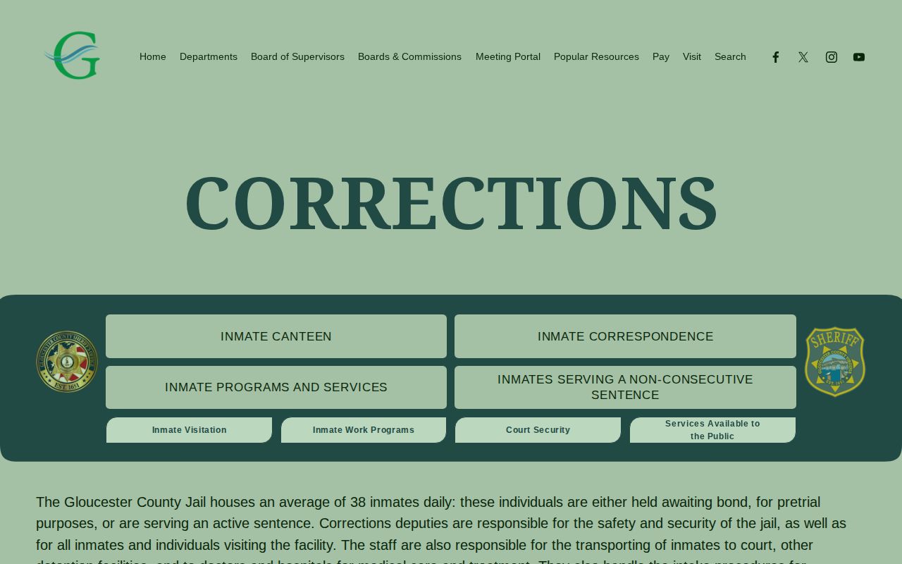 Gloucester County arrest booking and jail operations page