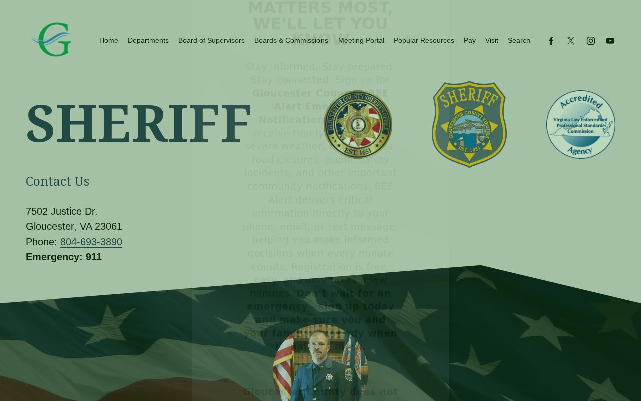 Gloucester County arrest records sheriff headquarters page