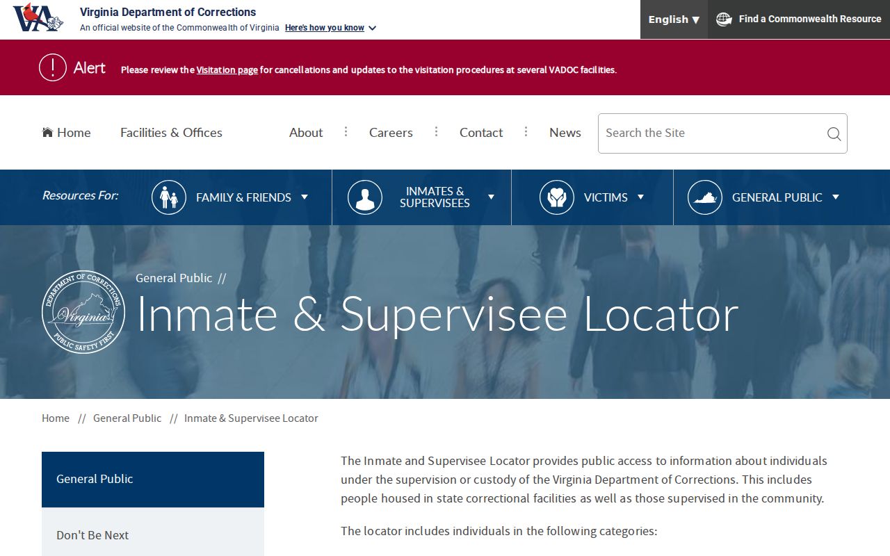 Gloucester County arrest custody search in VADOC locator