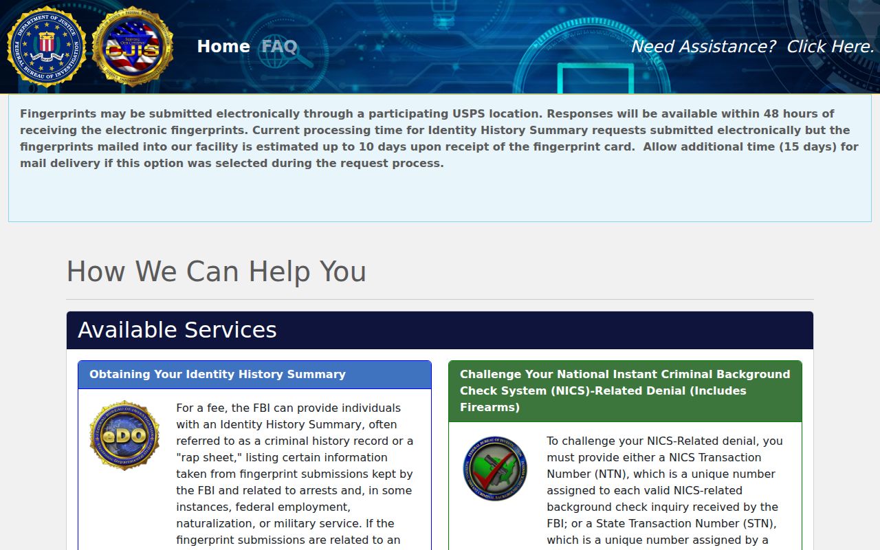 FBI fingerprint self-review portal for Gloucester County criminal history