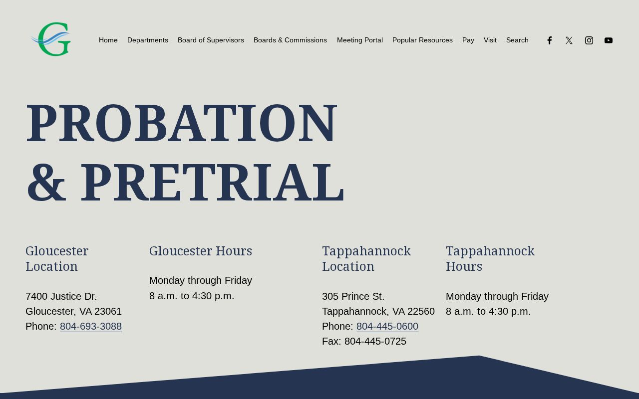 Gloucester County probation criminal record office information